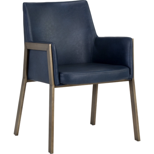 Bernadette Dining Arm Chair in Admiral Leatherette & Brass